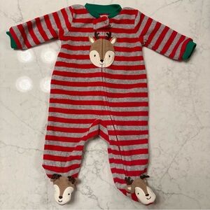 Newborn Reindeer zip up footed sleeper